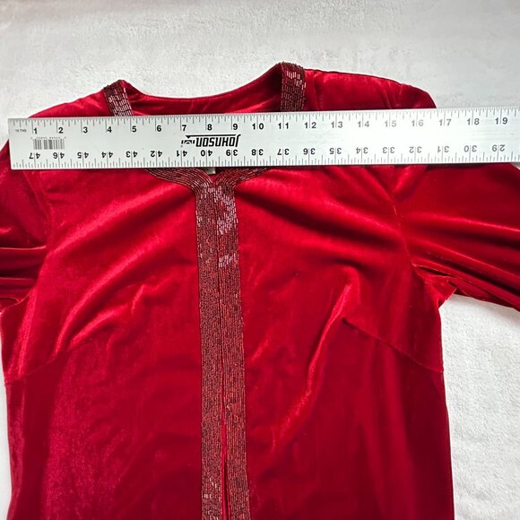 Eletra Casadei Womens Red Velvet Beaded Trim Cardigan Jacket Size Small Stretch - Picture 5 of 7